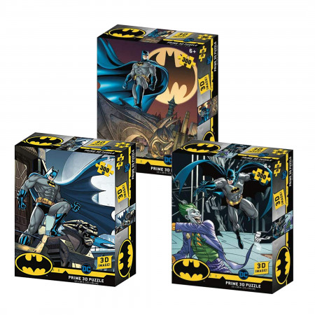 DC Comics Batman Prime 3D Image 300pc Assorted Puzzle Set of 3